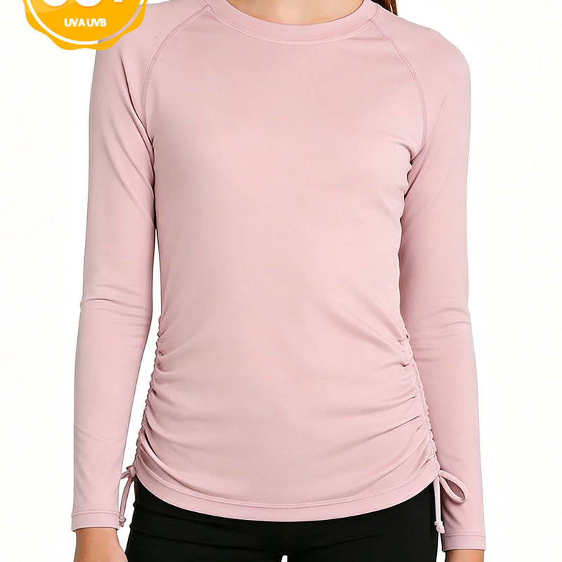 ANFERRY Girls Rash Guard Long Sleeve UPF50+ Sun Protection Swim Top Outdoor Athletic Shirts,Sizes 7-16