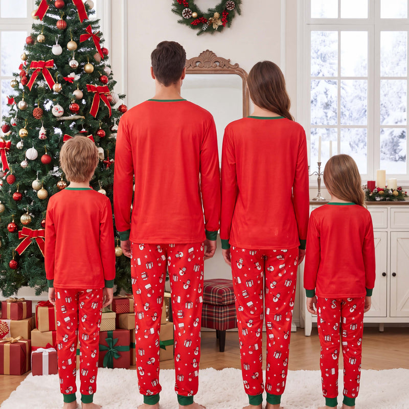 Beautyin Men Christmas Pajama Set, Xmas Tree & Letter Print Long Sleeve Tops and Pants Sleepwear, Family Matching Christmas Pajamas Set for Men