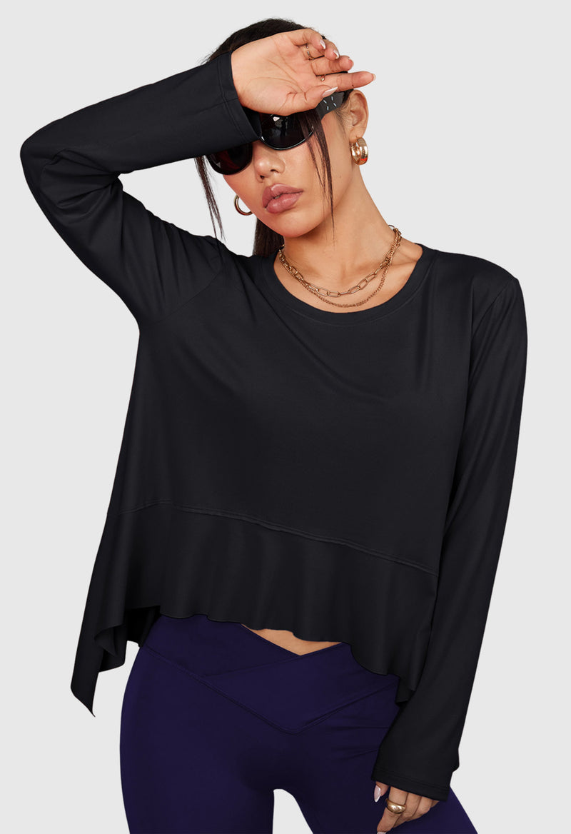 Long Sleeve Asymmetric Hem Athletic Top