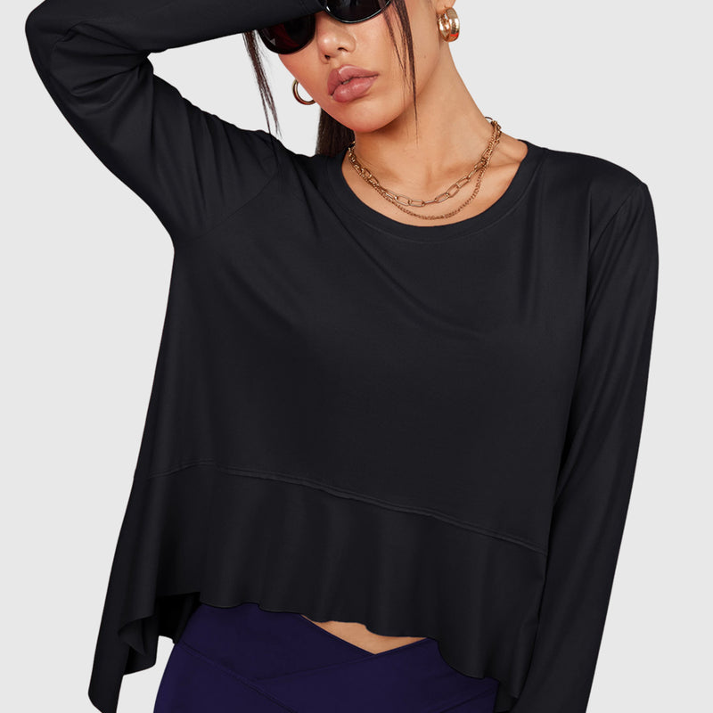 Long Sleeve Asymmetric Hem Athletic Top