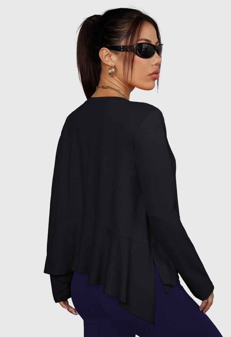 Long Sleeve Asymmetric Hem Athletic Top