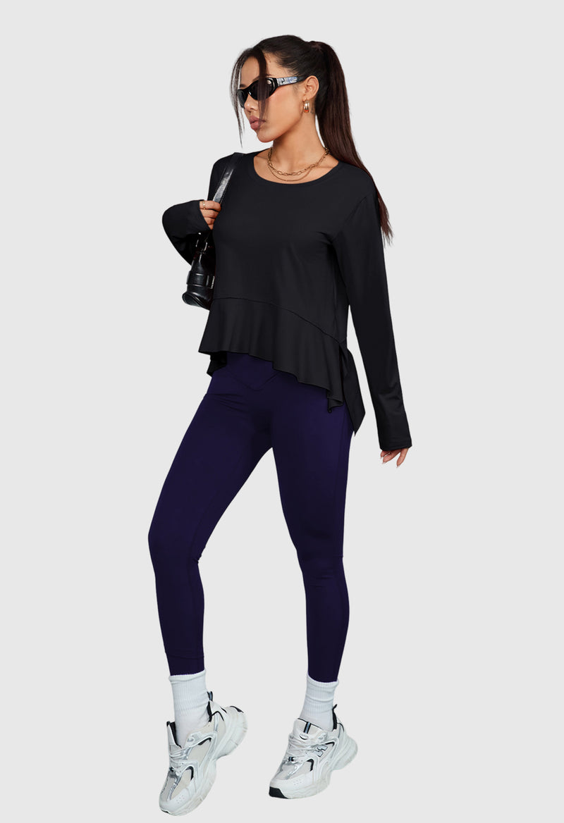 Long Sleeve Asymmetric Hem Athletic Top