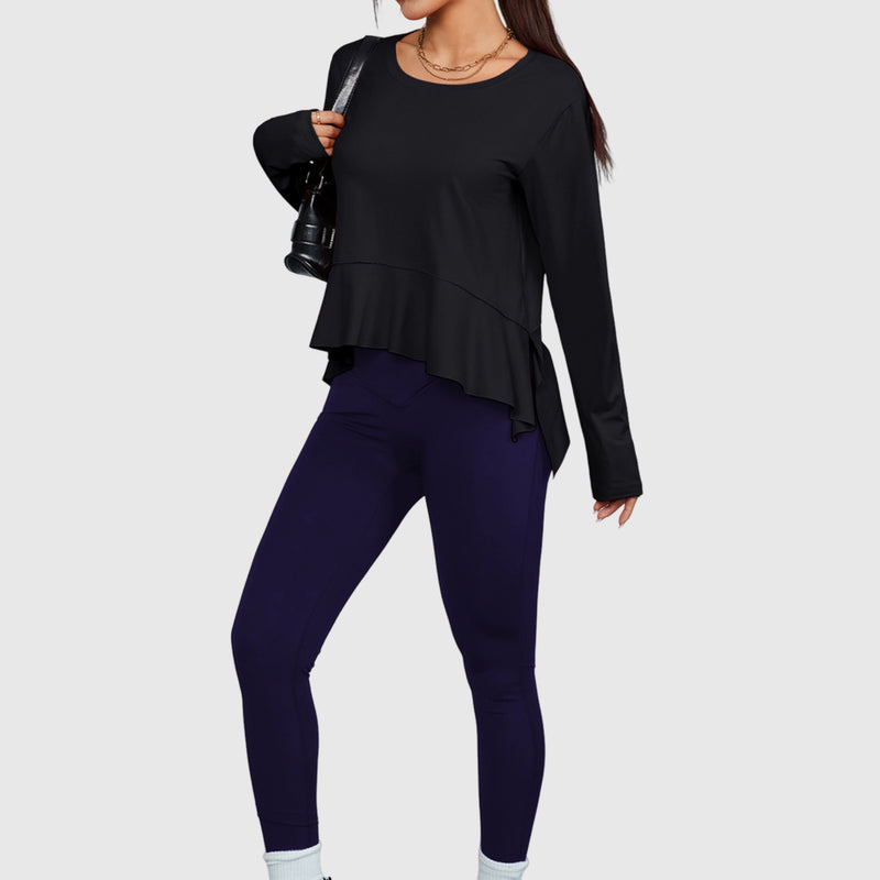 Long Sleeve Asymmetric Hem Athletic Top