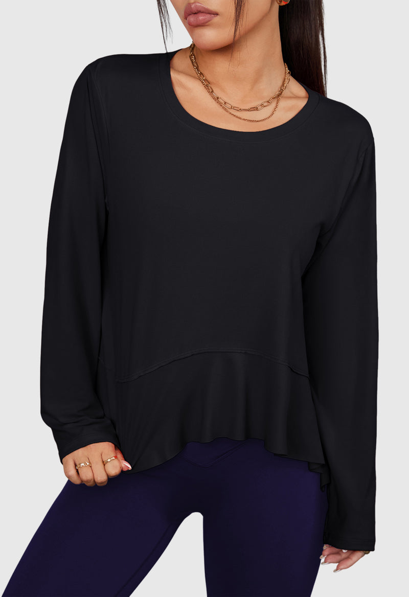 Long Sleeve Asymmetric Hem Athletic Top