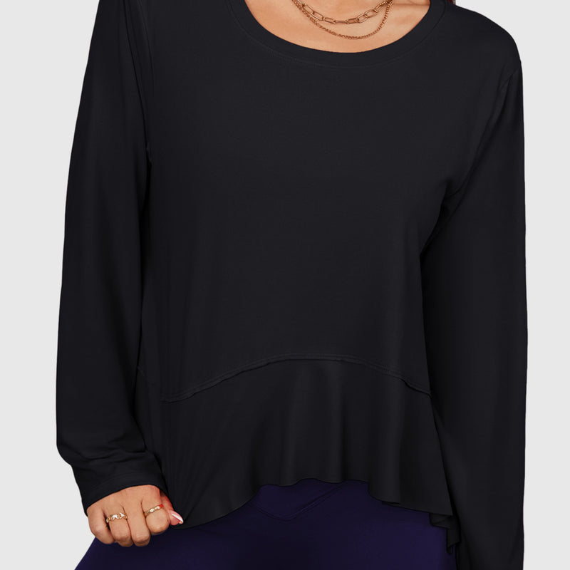 Long Sleeve Asymmetric Hem Athletic Top