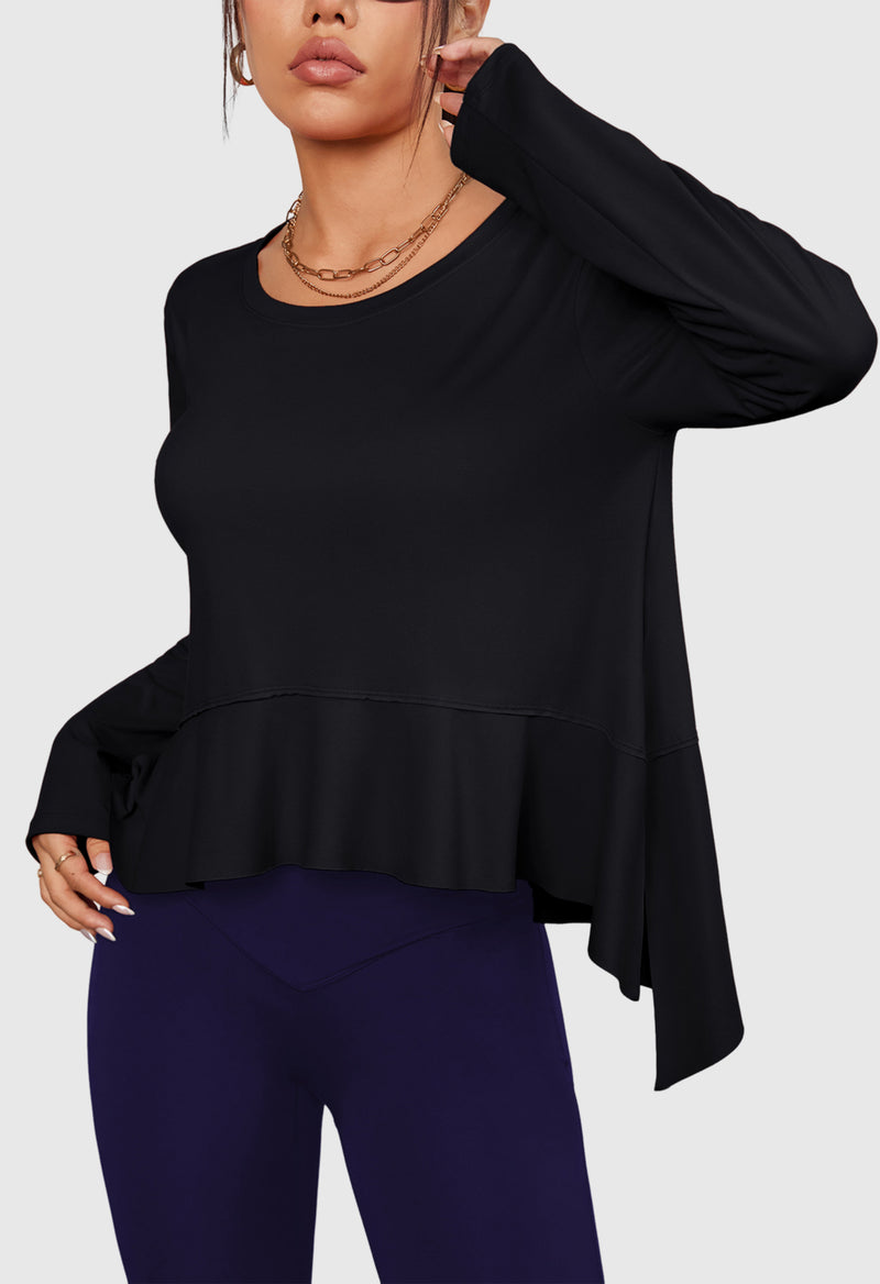 Long Sleeve Asymmetric Hem Athletic Top