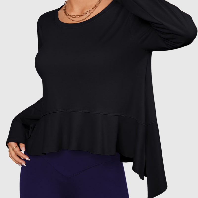 Long Sleeve Asymmetric Hem Athletic Top