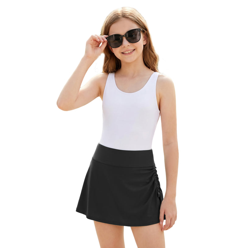 Girls 7-16Y Swim Skirt High Waist Side Drawstring Lined Bathing Bottom