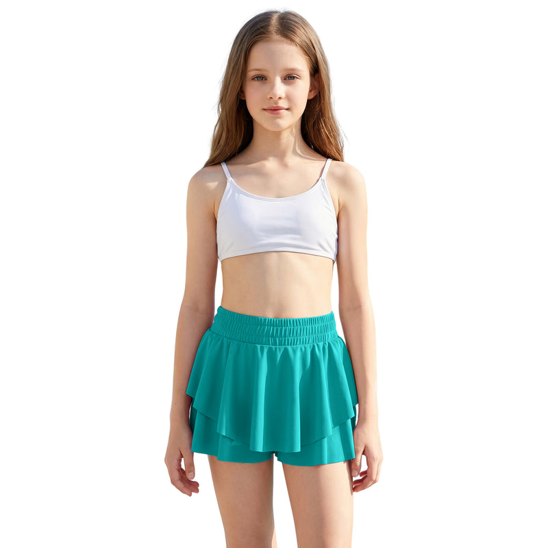 Girls 7-16Y Swim Skirt Layered Ruffle Elastic Waist Lined Bathing Bottom