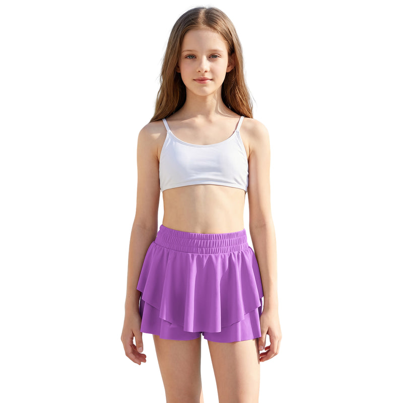 Girls 7-16Y Swim Skirt Layered Ruffle Elastic Waist Lined Bathing Bottom