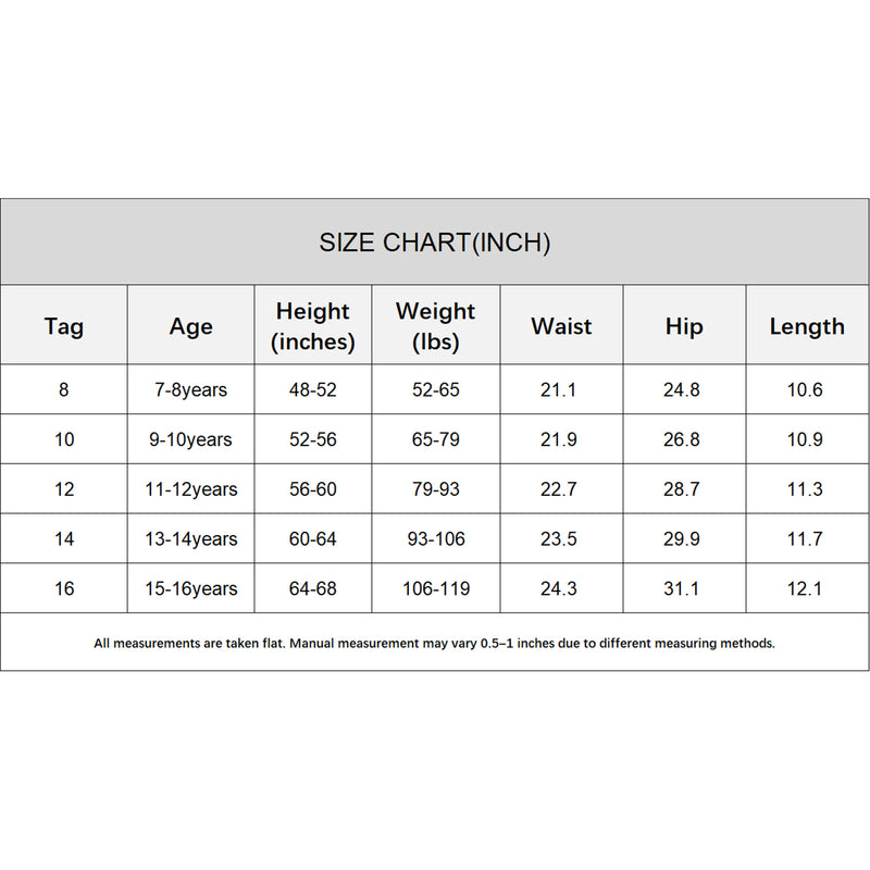 Girls 7-16Y High Waist Swim Shorts Solid Color Boy Short Bathing Bottom