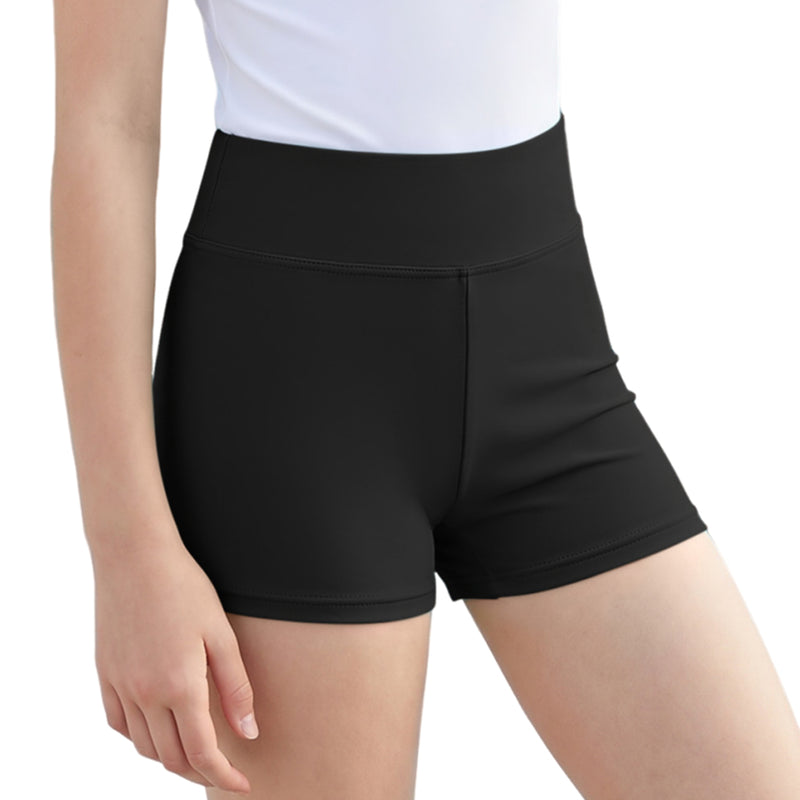 Girls 7-16Y High Waist Swim Shorts Solid Color Boy Short Bathing Bottom