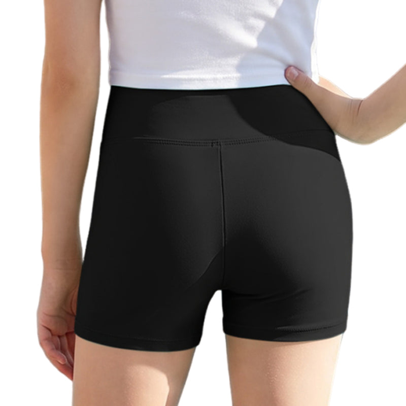 Girls 7-16Y High Waist Swim Shorts Solid Color Boy Short Bathing Bottom