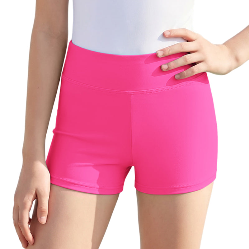 Girls 7-16Y High Waist Swim Shorts Solid Color Boy Short Bathing Bottom