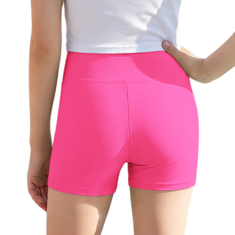 Girls 7-16Y High Waist Swim Shorts Solid Color Boy Short Bathing Bottom