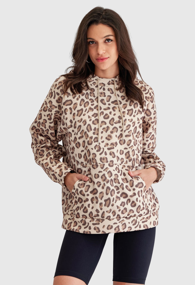 Leopard Print Drawstring Hoodie