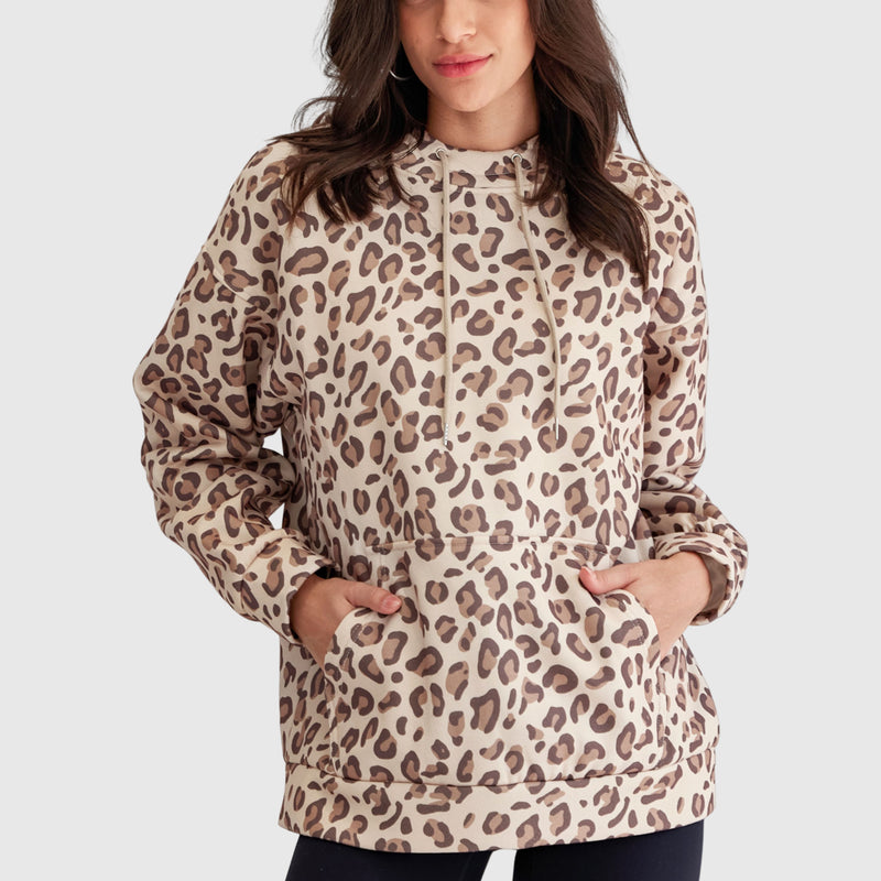Leopard Print Drawstring Hoodie