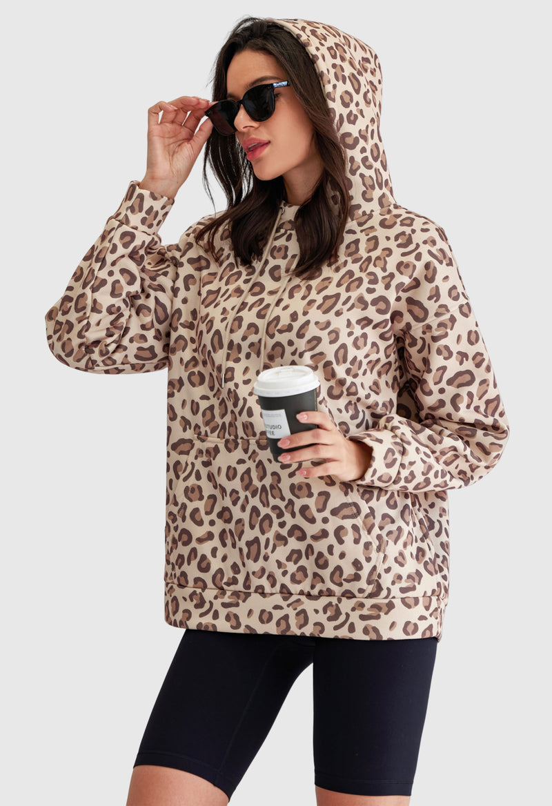 Leopard Print Drawstring Hoodie