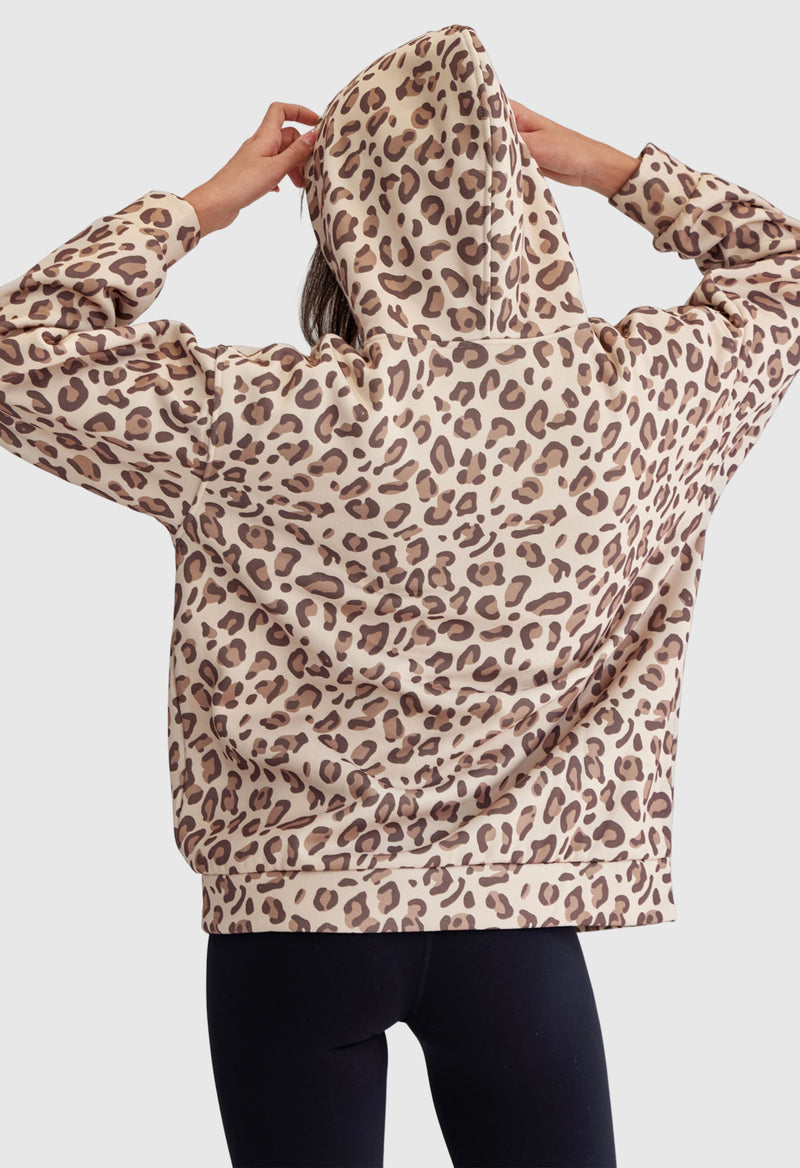 Leopard Print Drawstring Hoodie