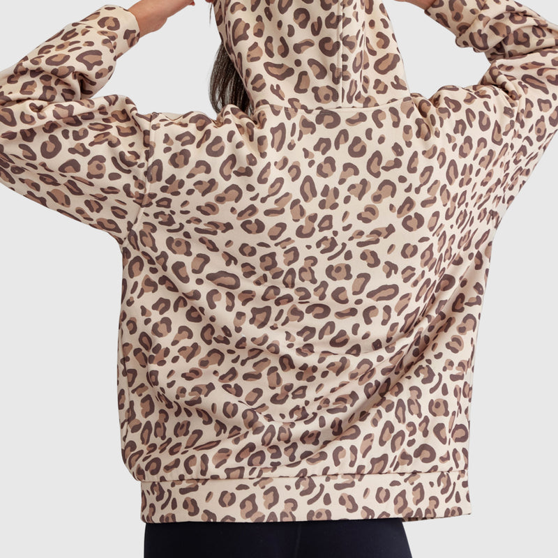Leopard Print Drawstring Hoodie