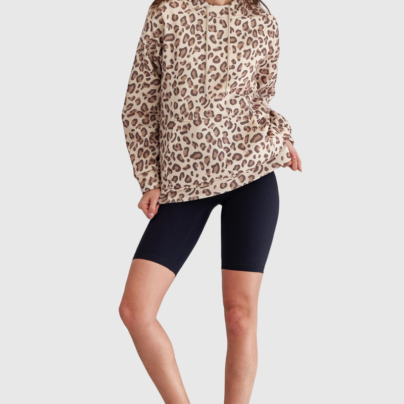 Leopard Print Drawstring Hoodie