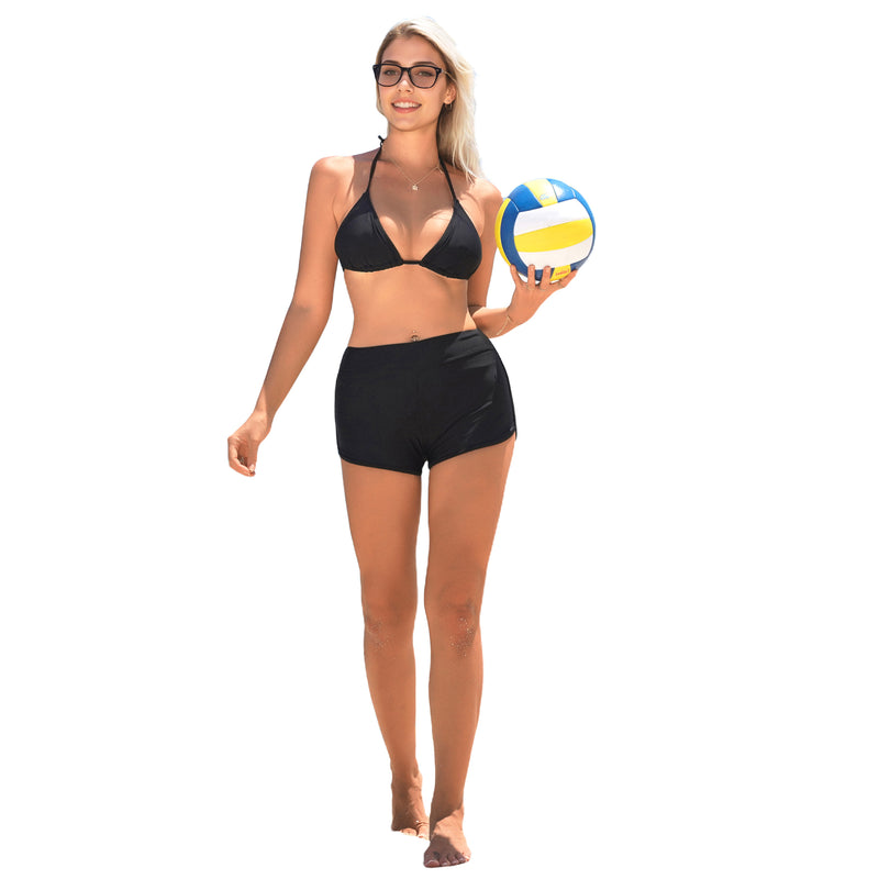 Women's High Waisted Side V Slit Swim Shorts