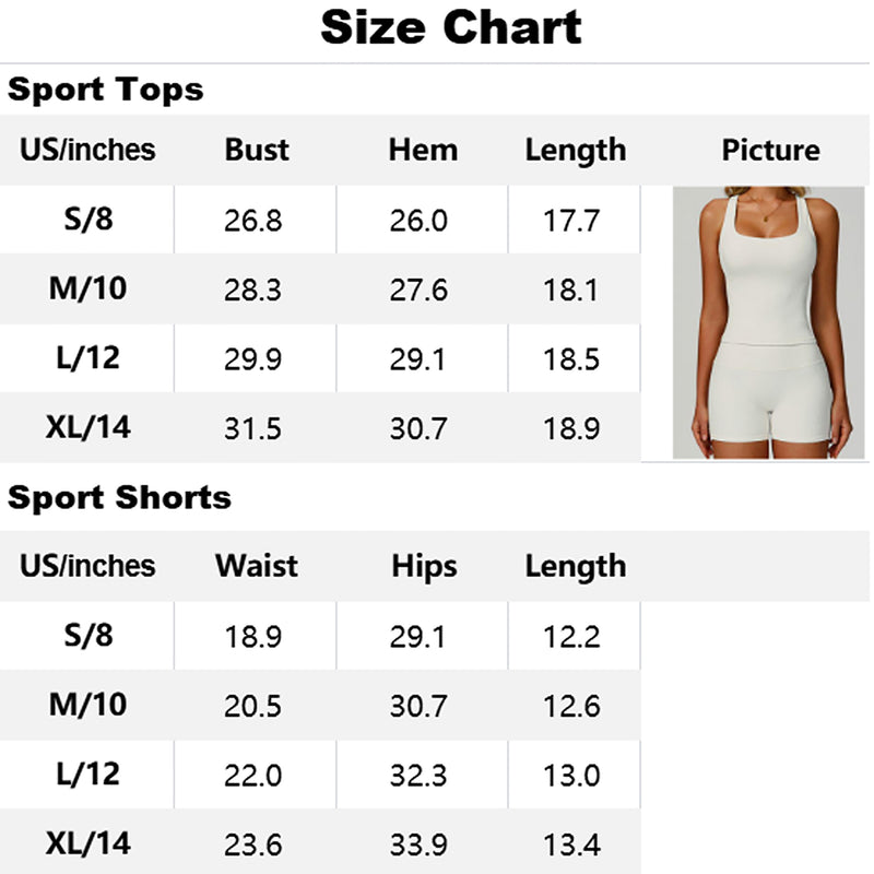 Women Ribbed Tank Top Shorts 2 Piece Workout Set Removable Pads Yoga Athletic Outfit