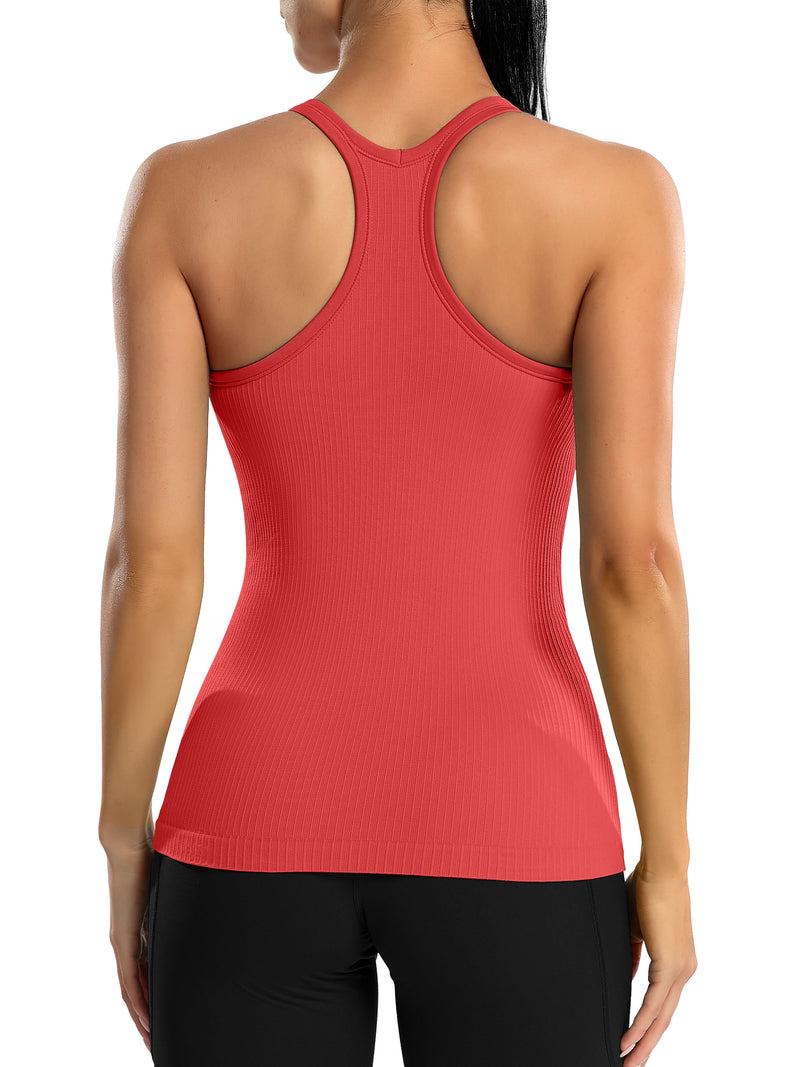ANFERRY Women's Ribbed Workout Tank Tops with Built in Bra Racerback Athletic Top