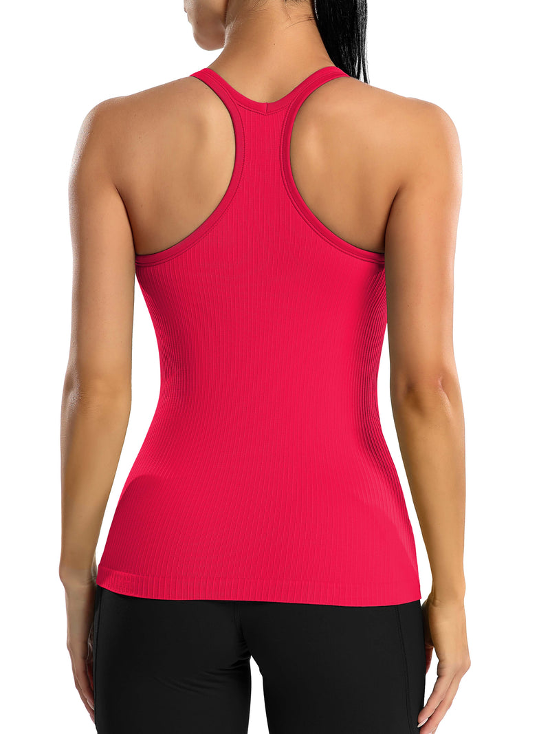 ANFERRY Women's Ribbed Workout Tank Tops with Built in Bra Racerback Athletic Top