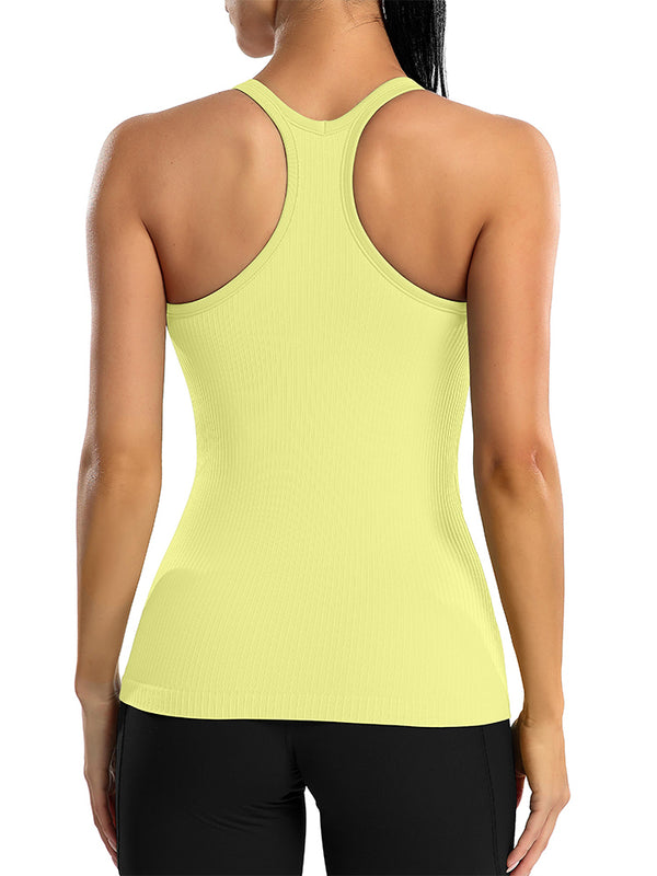 ANFERRY Women's Ribbed Workout Tank Tops with Built in Bra Racerback Athletic Top