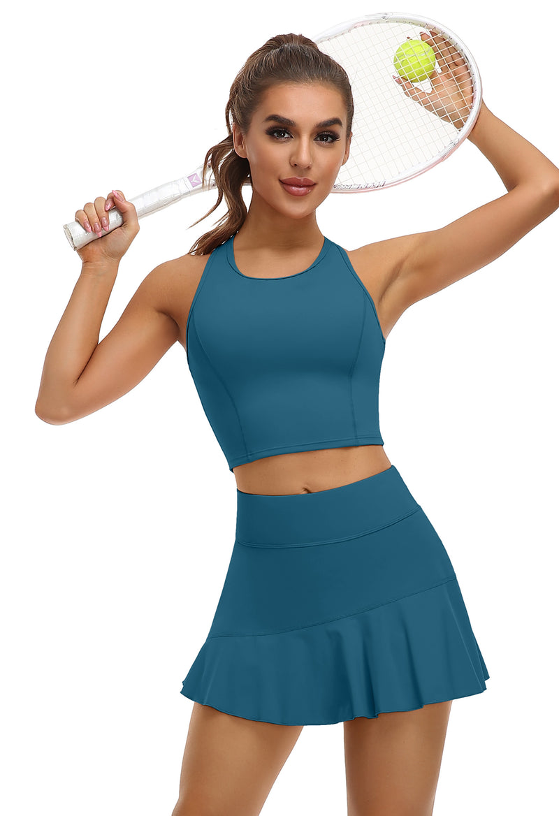 Women's Racerback 2-Piece Pocket Active Tennis Dress with Shorts