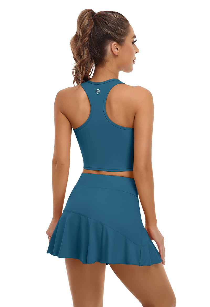Women's Racerback 2-Piece Pocket Active Tennis Dress with Shorts