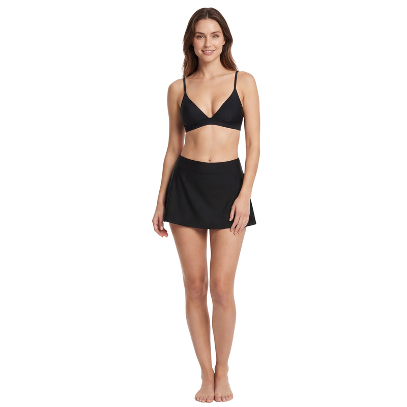 Women's High Waisted A-Line Swim Skirt with Built-in Briefs
