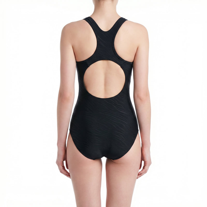 Women Colorblock Racerback Boyleg One Piece Swimsuit