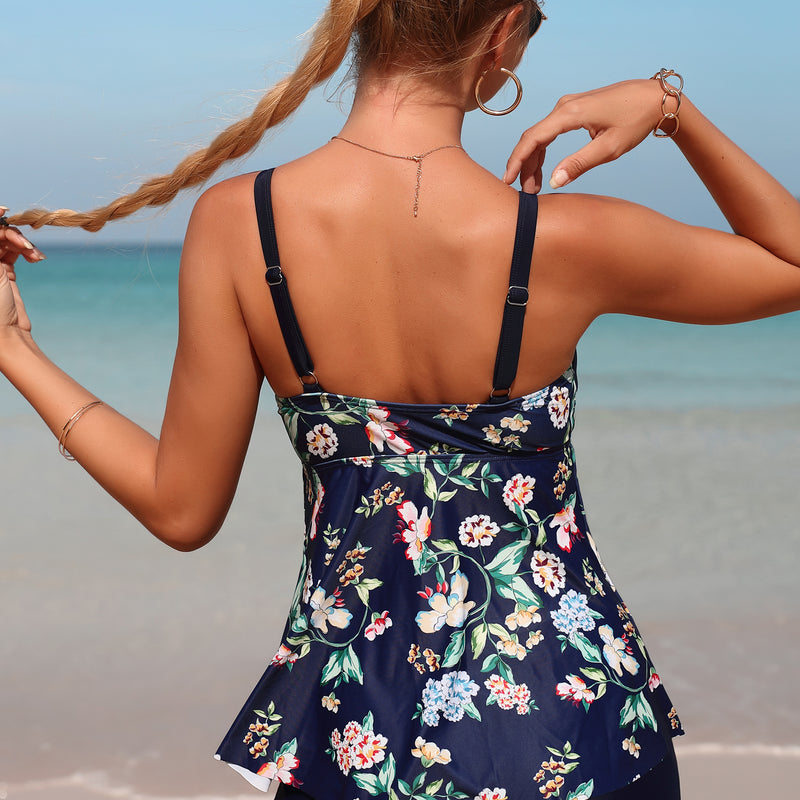 Women's Floral Tankini Set with Boy Shorts