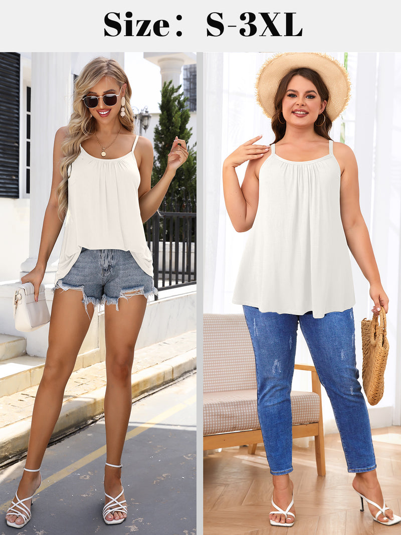 V FOR CITY Camisole Top for Women with Built in Bra Adjustable Strap Tank Top Summer Loose Fit Cami Shirt S-3XL