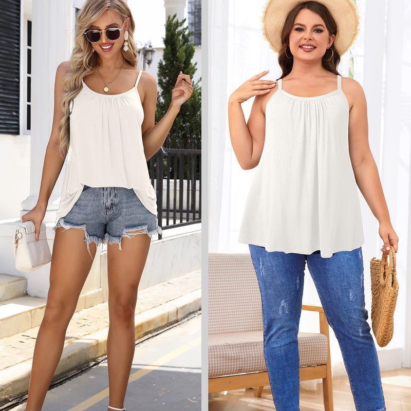 V FOR CITY Camisole Top for Women with Built in Bra Adjustable Strap Tank Top Summer Loose Fit Cami Shirt S-3XL