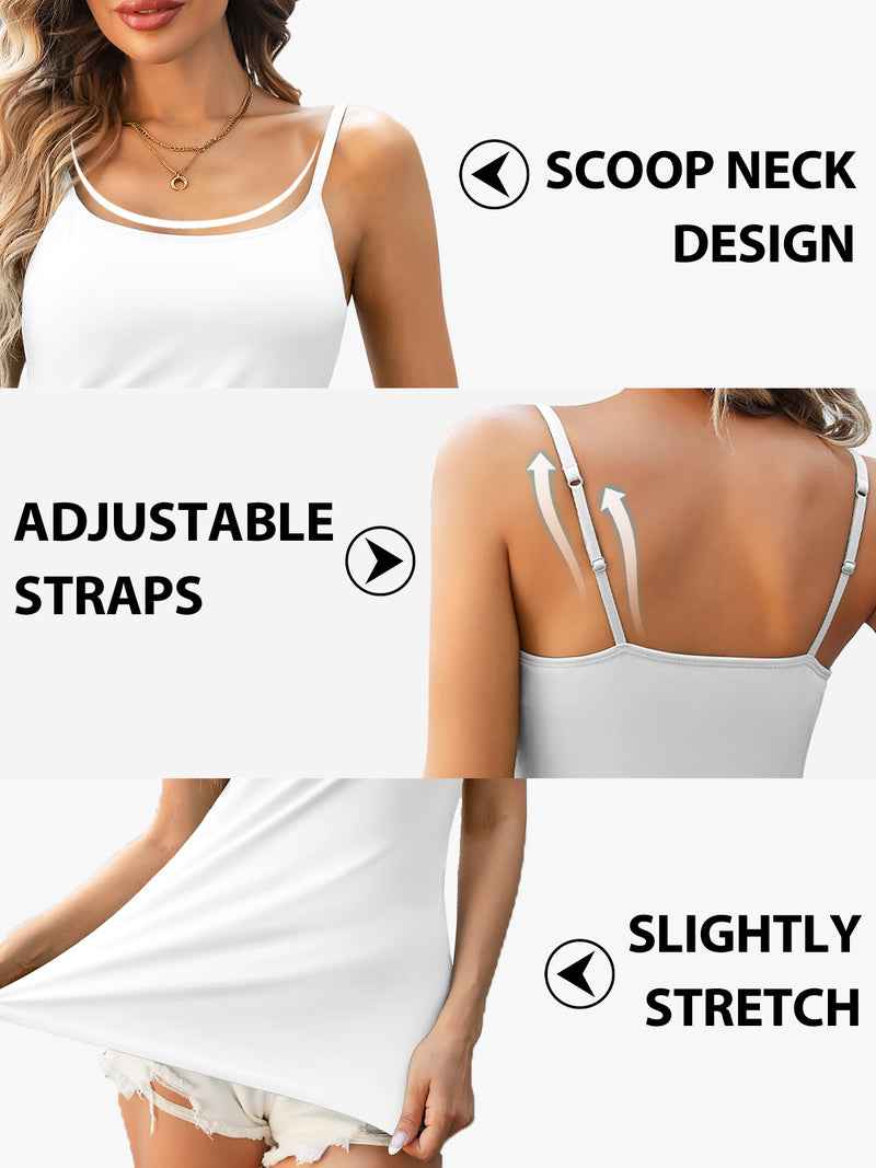 V FOR CITY Cotton Shelf Bra Camisole Tops for Women Adjustable Spaghetti Strap Cami Tank Summer Undershirts 3 Pack
