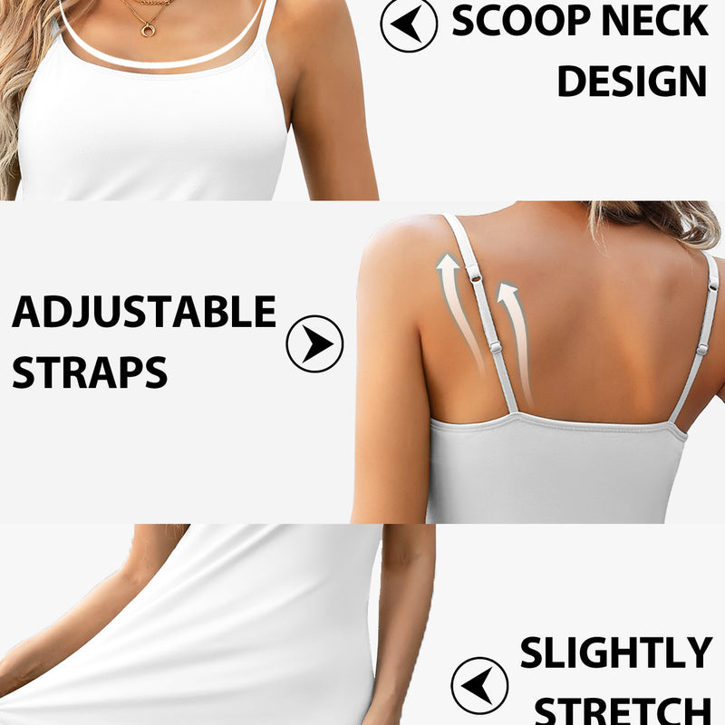 V FOR CITY Cotton Shelf Bra Camisole Tops for Women Adjustable Spaghetti Strap Cami Tank Summer Undershirts 3 Pack