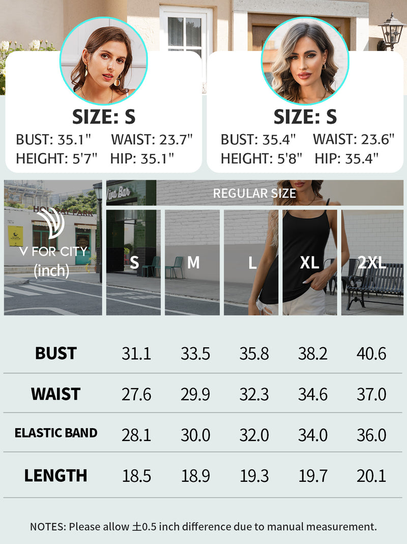 V FOR CITY Cotton Shelf Bra Camisole Tops for Women Adjustable Spaghetti Strap Cami Tank Summer Undershirts 3 Pack