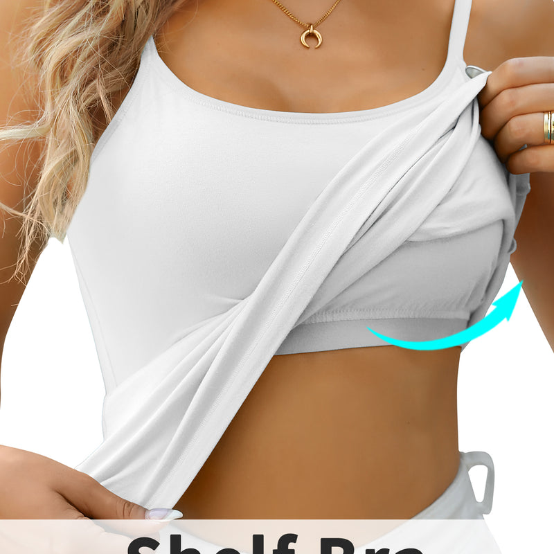 V FOR CITY Cotton Shelf Bra Camisole Tops for Women Adjustable Spaghetti Strap Cami Tank Summer Undershirts 3 Pack