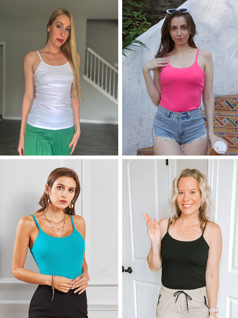 V FOR CITY Cotton Shelf Bra Camisole Tops for Women Adjustable Spaghetti Strap Cami Tank Summer Undershirts 3 Pack