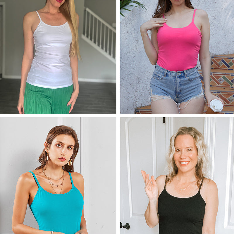 V FOR CITY Cotton Shelf Bra Camisole Tops for Women Adjustable Spaghetti Strap Cami Tank Summer Undershirts 3 Pack