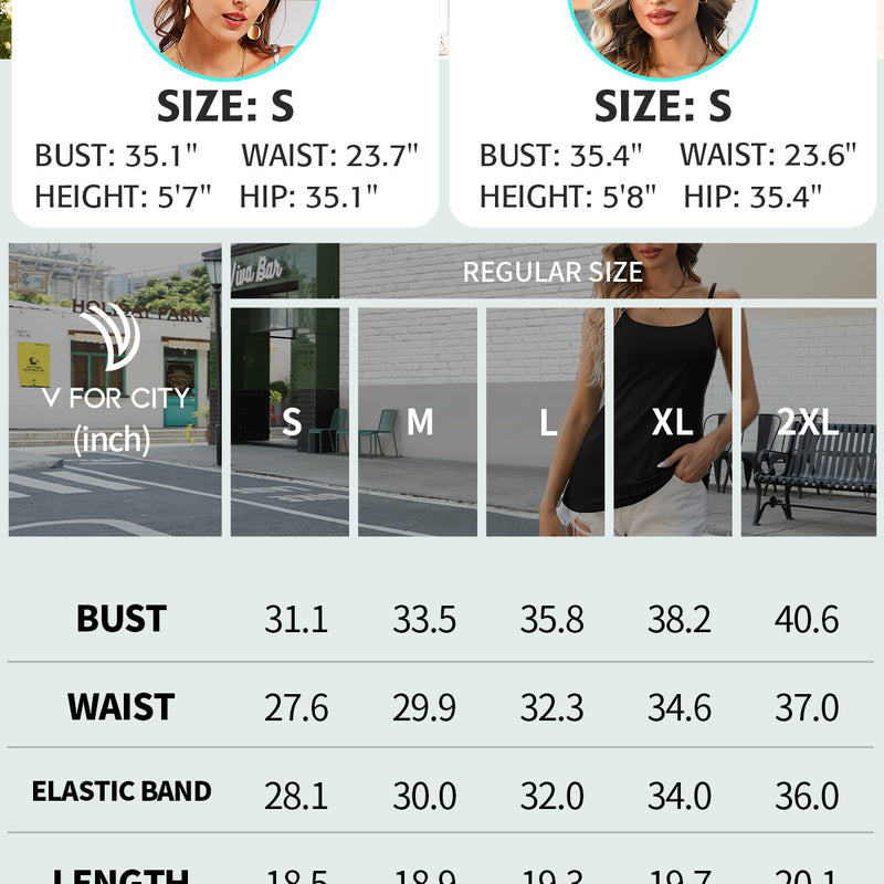 V FOR CITY Cotton Shelf Bra Camisole Tops for Women Adjustable Spaghetti Strap Cami Tank Summer Undershirts 3 Pack